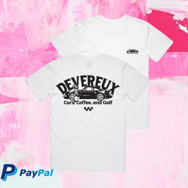 Devereux Golf Store Merch Cars Coffee And Golf White Tee