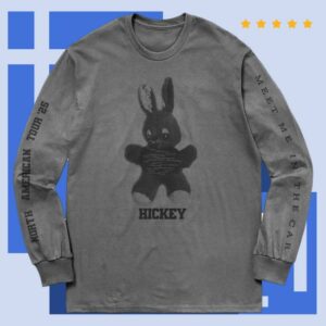 Royel Otis Merch Store Meet Me In The Car Grey Bunny North American Tour Long Sleeve T-Shirt