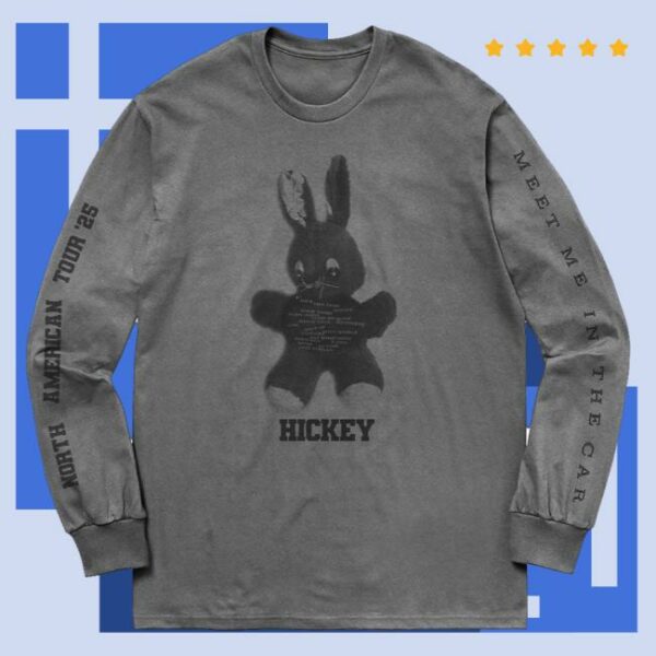 Royel Otis Merch Store Meet Me In The Car Grey Bunny North American Tour Long Sleeve T-Shirt