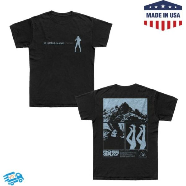 Rose Gray Music Shop Merch A Little Louder Please Black Album T-Shirt