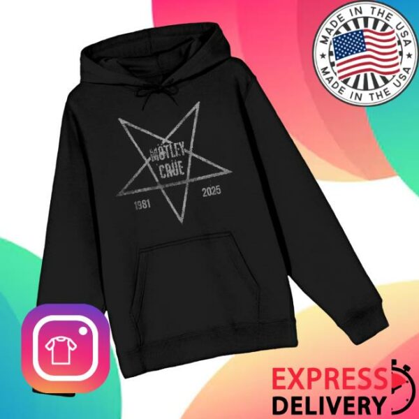 Motley Crue Merch Store Pentagram 2025 Black Hoodie