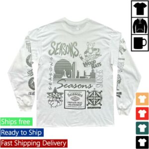 Seasons Skate Shop Store Seasons Logo Vomit LS White Tee