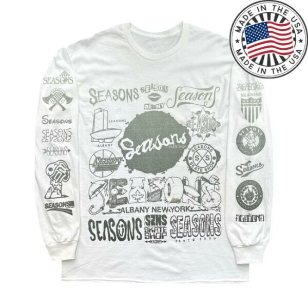 Seasons Skate Shop Store Seasons Logo Vomit LS White Tee
