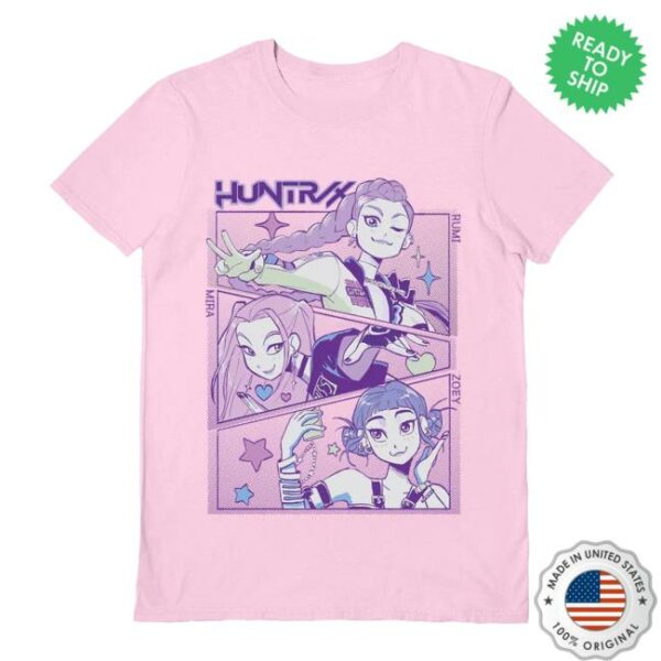 Cool Store Merch Pyramid Kpop Demon Hunters Huntrix Pink T-Shirt