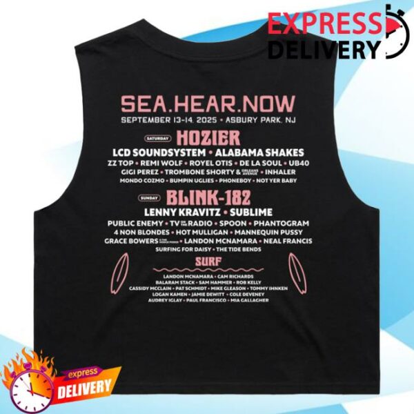 Sea Hear Now Festival Merch Store Surf Lineup Crop Tank
