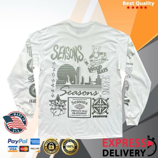 Seasons Skate Shop Merch Seasons Logo Vomit Ls Tee White