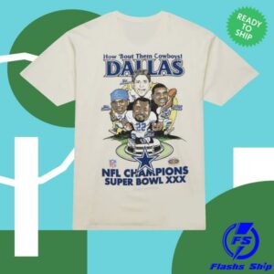 Mitchell And Ness Merch Store Men’s Cream Dallas Cowboys Super Bowl Xxx Champions Retro T-Shirt