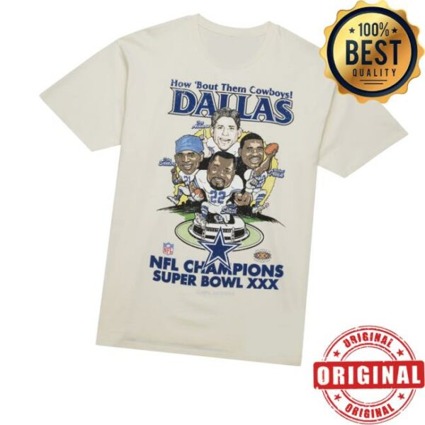 Mitchell And Ness Merch Store Men’s Cream Dallas Cowboys Super Bowl Xxx Champions Retro T-Shirt