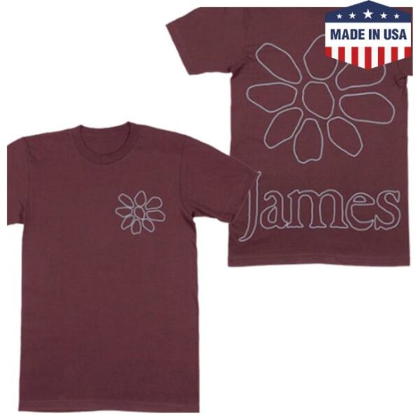James Store Merch Daisy Outline Maroon T-Shirt