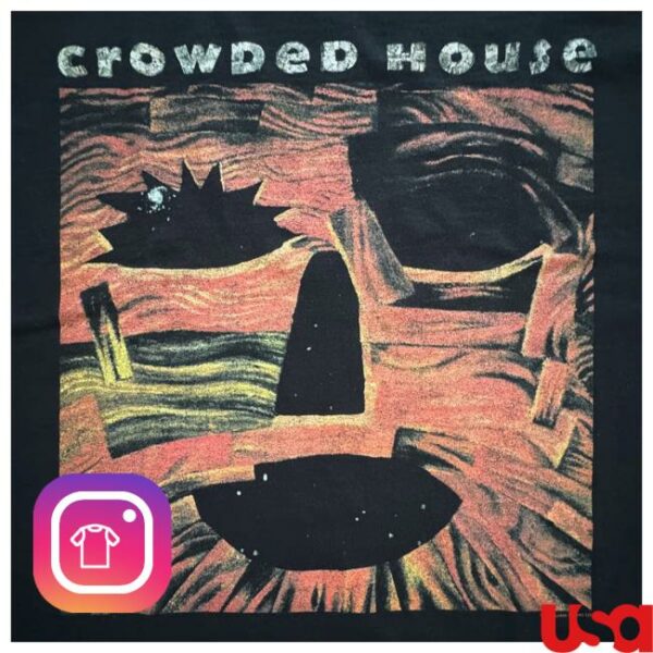 Official Merchandise Store Crowded House Woodface Black T-Shirt