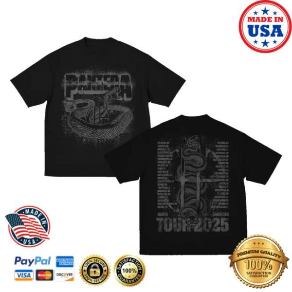 Pantera Official Store Merch Black Snake Cfh 2025 Tour T-Shirt