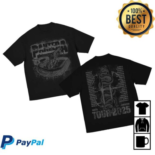 Pantera Official Store Merch Black Snake Cfh 2025 Tour T-Shirt