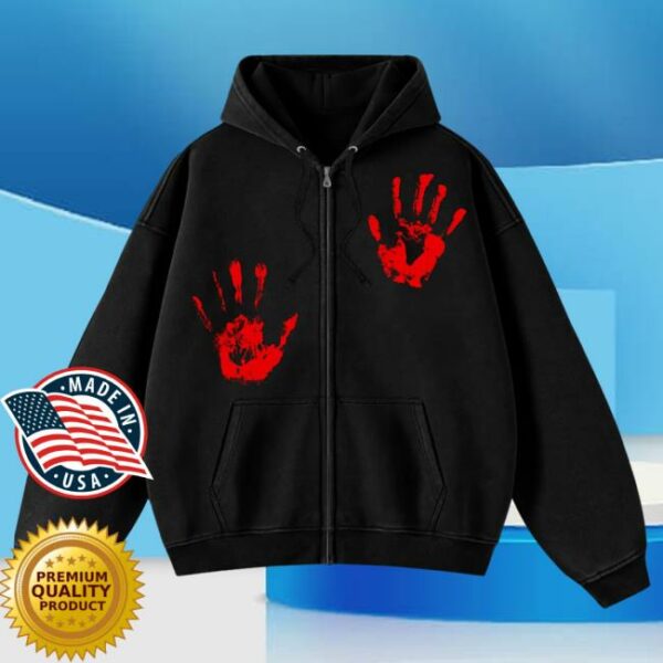 Rory Store Merch Handprint Zip Black Hoodie