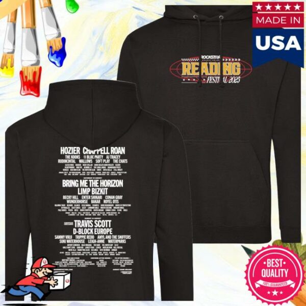 Reading And Leeds Festival Store Merch Reading 2025 Black Pullover Line-Up Hoodie