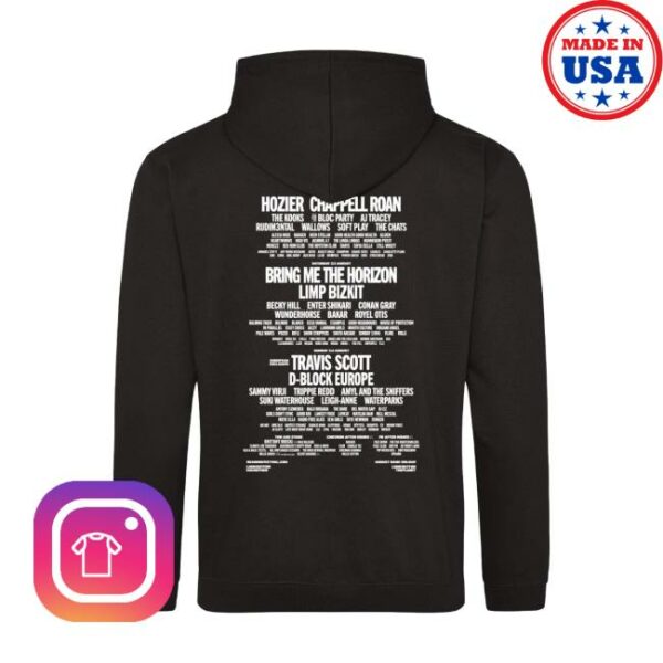 Reading And Leeds Festival Store Merch Reading 2025 Black Pullover Line-Up Hoodie