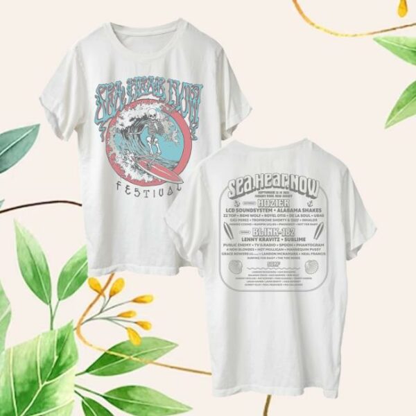 Sea Hear Now Festival Merch Store Skeleton Lineup Tee