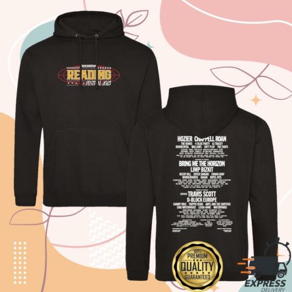 Reading And Leeds Festival Merch Store Reading 2025 Black Pullover Line-Up Hoodie
