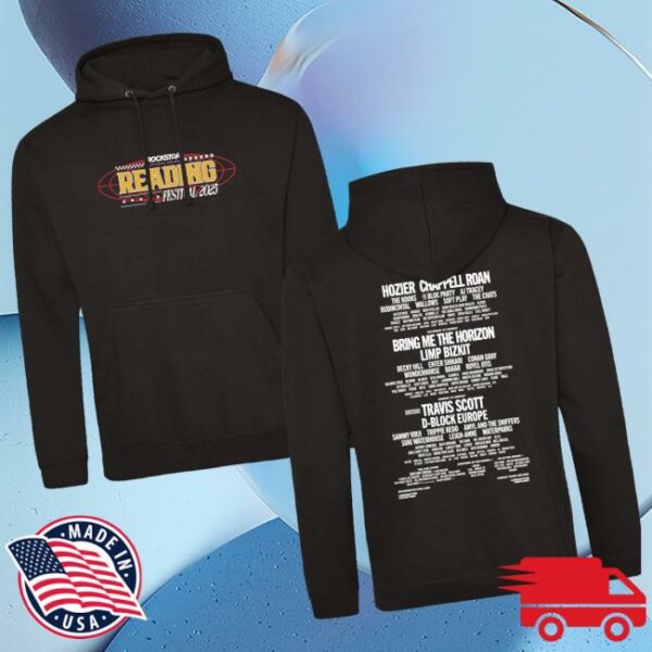 Reading And Leeds Festival Merch Store Reading 2025 Black Pullover Line-Up Hoodie