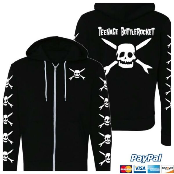 Pirates Press Records Store Merch Teenage Bottlerocket – Logo – Black – Zip-Up Hoodie