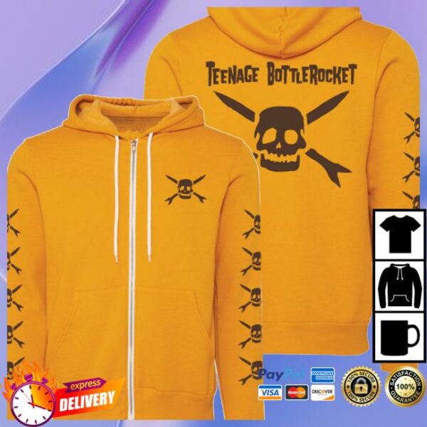 Pirates Press Records Store Merch Teenage Bottlerocket – Logo – Gold – Zip-Up Hoodie