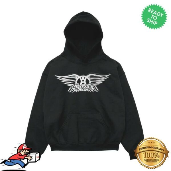 Aerosmith Store Merch Aerosmith & Yungblud  One More Time Black Hoodie