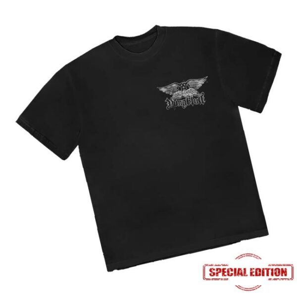 Aerosmith Merch Store Aerosmith And Yungblud One More Time Black T-Shirt