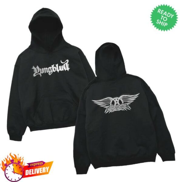 Yungblud Merch Store Aerosmith And Yungblud One More Time Black Hoodie