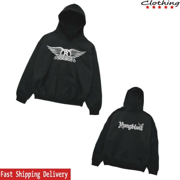 Aerosmith Store Merch Aerosmith And Yungblud One More Time Black Hoodie