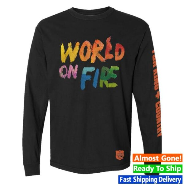 For King And Country Merch Store World On Fire Long Sleeve Tee Black