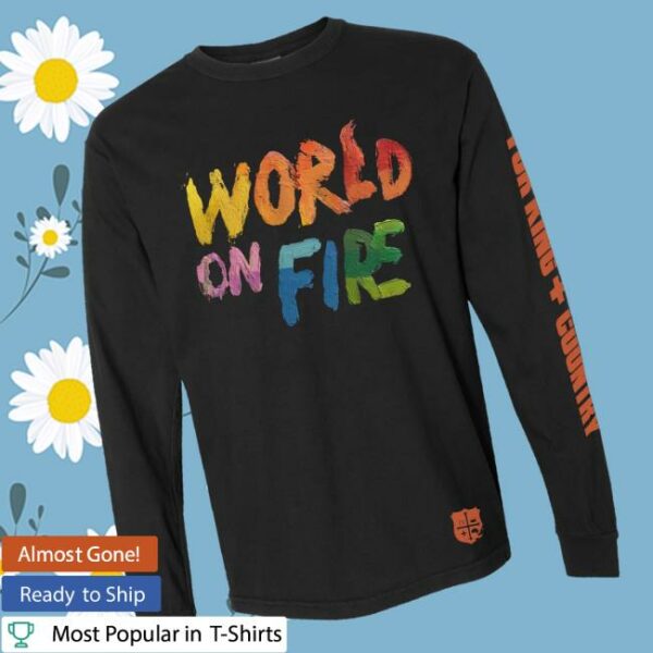 For King And Country Merch Store World On Fire Long Sleeve Tee Black