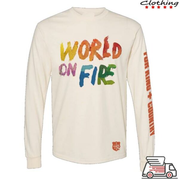 For King And Country Merch Store World On Fire Long Sleeve Tee Ivory