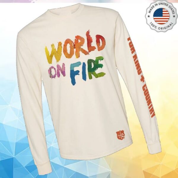 For King And Country Merch Store World On Fire Long Sleeve Tee Ivory