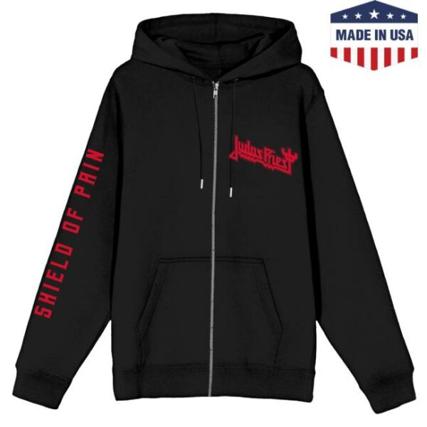Judas Priest Shop Store Merch Shield Of Pain Badge Zip Hoodie