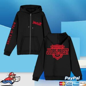 Judas Priest Merch Store Shield Of Pain Badge Zip Hoodie