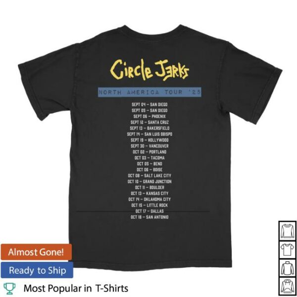 Circle Jerks Store Merch Skankman 2025 Tour Black T-Shirt