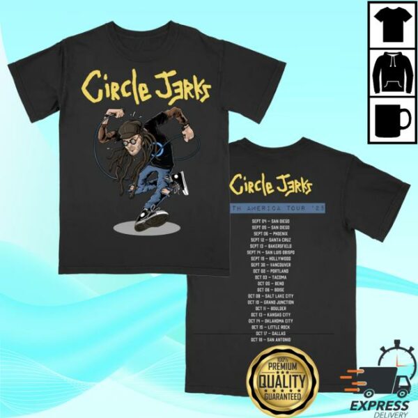 Circle Jerks Store Merch Skankman 2025 Tour Black T-Shirt