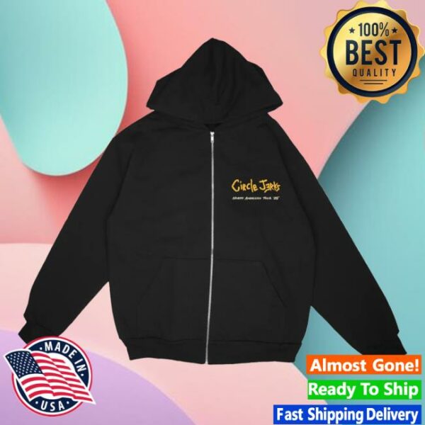 Circle Jerks Store Merch Skankman 2025 Tour Zip-Up Black Hoodie