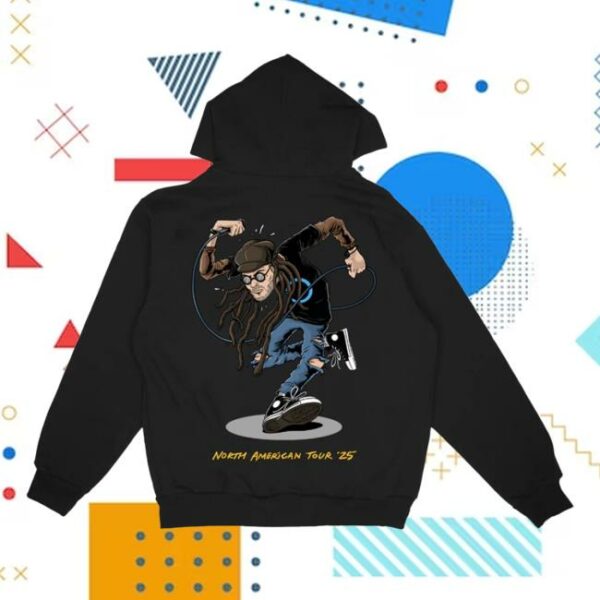 Circle Jerks Store Merch Skankman 2025 Tour Zip-Up Black Hoodie