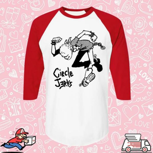 Circle Jerks Store Merch Skankman White/Red Raglan