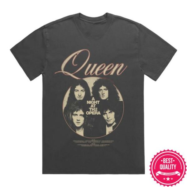 Queen Store Merch A Night At The Opera Photo Faded Black T-Shirt