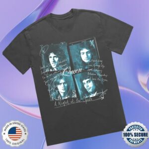 Queen Store Merch A Night At The Opera Film Faded Black T-Shirt
