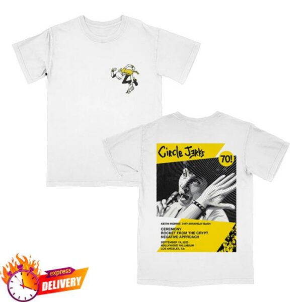 Circle Jerks Official Store Merch Shepard Fairey Keith Birthday T-Shirt White
