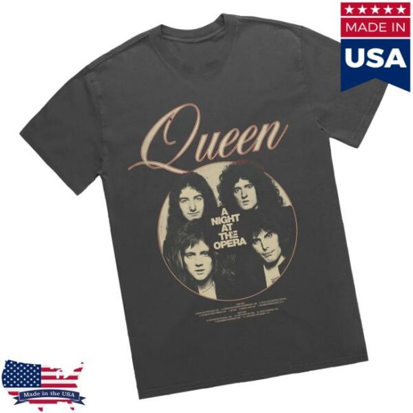 Queen Store Merch Shop A Night At The Opera Photo Faded Black T-Shirt