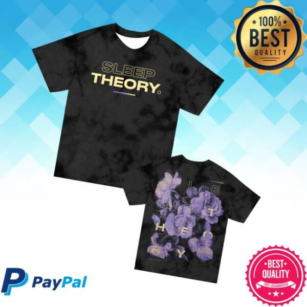 Sleep Theory Merch Store Floral T-Shirt Crystal Black Dye