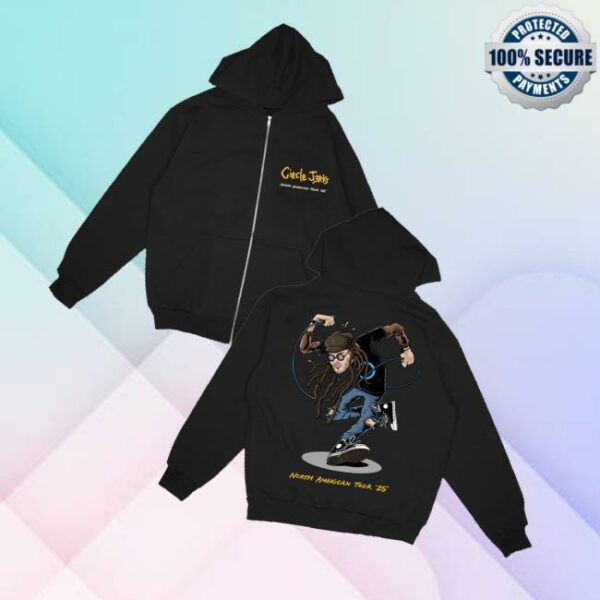 Circle Jerks Store Merch Skankman 2025 Tour Zip-Up Hoodie