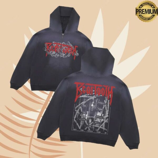 Beartooth Band Merch Store Chain Distressed Potassium Zip-Up Hoodie