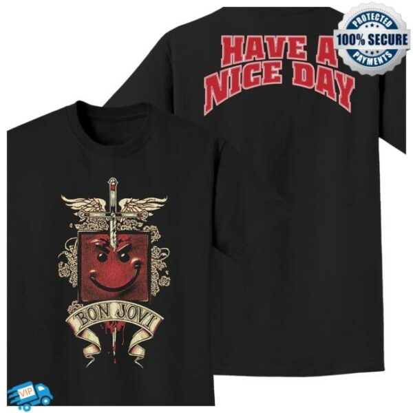 Bon Jovi Store Merch Havehave A Nice Day Black T-Shirt