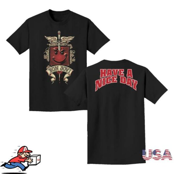 Bon Jovi Merch Store Have A Nice Day Black T-Shirt