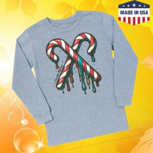 Cardin Mccoy Store Merch Kids’ Candy Cane Drop Front Long-Sleeve Tee