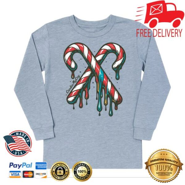 Cardin Mccoy Store Merch Kids’ Candy Cane Drop Front Long-Sleeve Tee